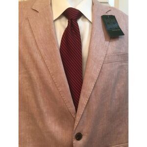 New Stitch Fix Fairlane Slim Fit Pink Rose Chambray Blazer Linen Blend‎ Large